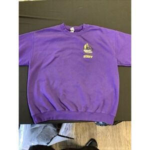 Planet Fitness Staff Sweater Mens L Purple Crewneck Fleece Pullover Gym